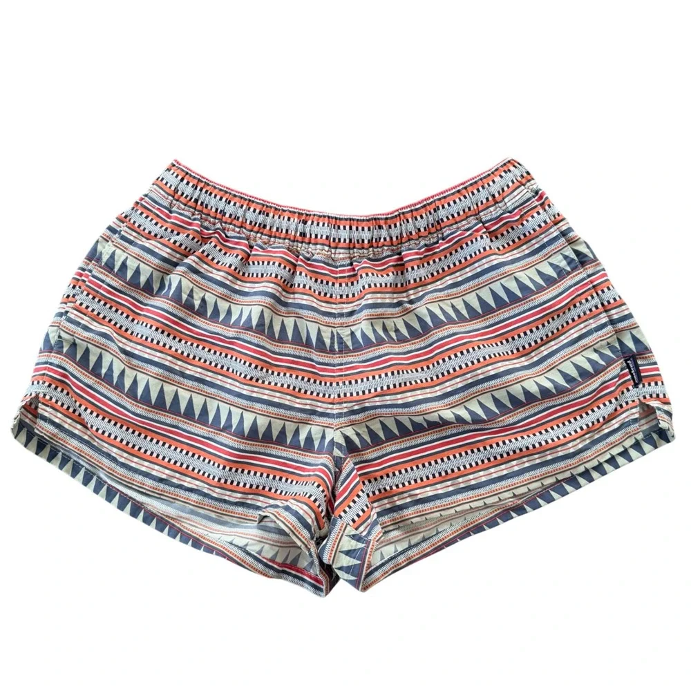 Patagonia Baggies Shorts‎ Womens Medium Geometric Southwestern Print Blue Orange